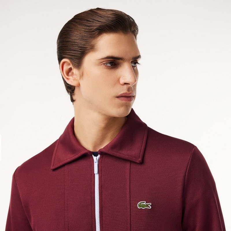 Men's Lacoste Heritage Inspired Paris Interlock Sweatshirt Bordeaux | THB362419