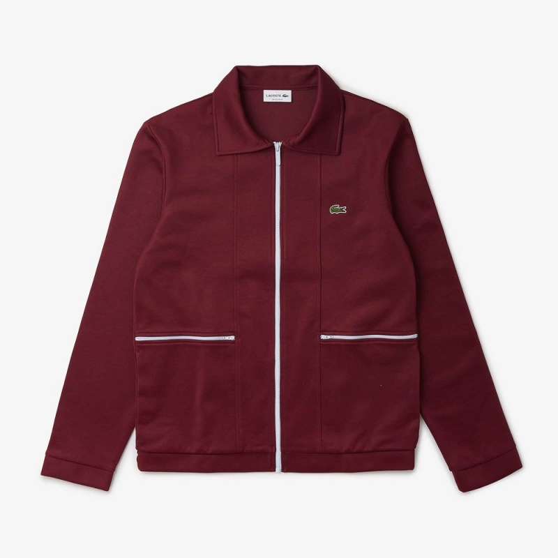 Men's Lacoste Heritage Inspired Paris Interlock Sweatshirt Bordeaux | THB362419