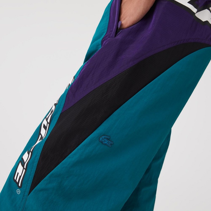 Men's Lacoste Heritage Regular Fit Color-Block Joggers Green Purple Black | UMC932578