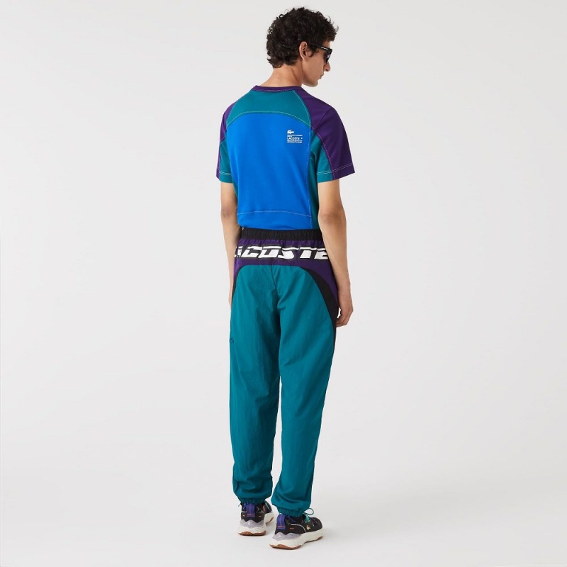 Men's Lacoste Heritage Regular Fit Color-Block Joggers Green Purple Black | UMC932578