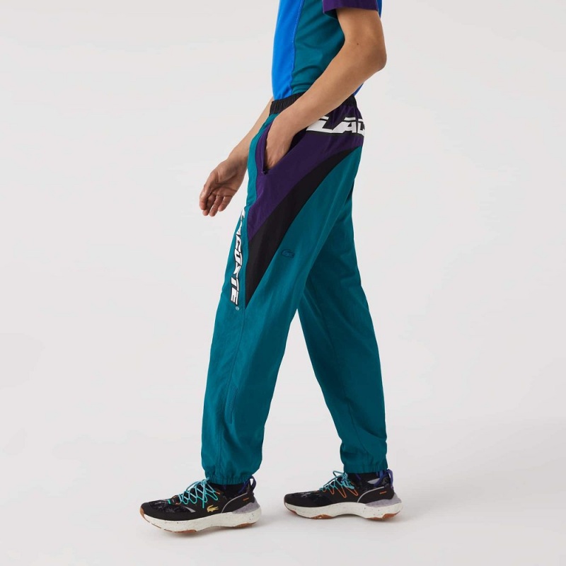 Men's Lacoste Heritage Regular Fit Color-Block Joggers Green Purple Black | UMC932578