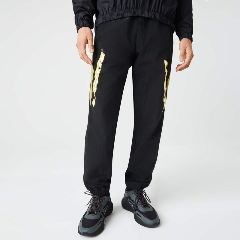 Men's Lacoste Heritage Regular Fit Color-Block Joggers Black Yellow | UTX763890