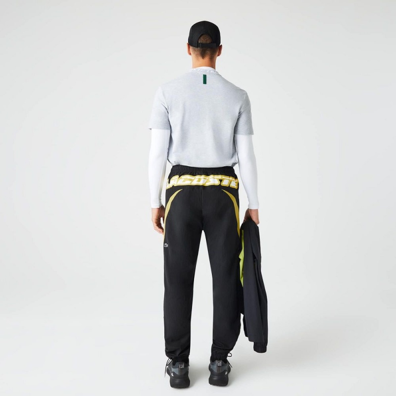 Men's Lacoste Heritage Regular Fit Color-Block Joggers Black Yellow | UTX763890