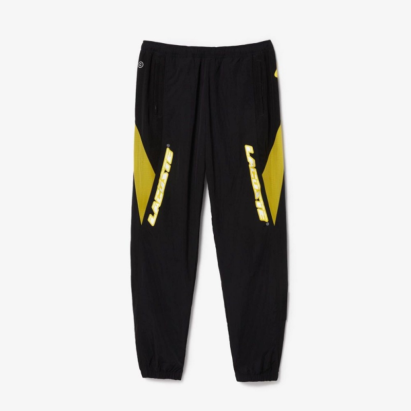 Men's Lacoste Heritage Regular Fit Color-Block Joggers Black Yellow | UTX763890