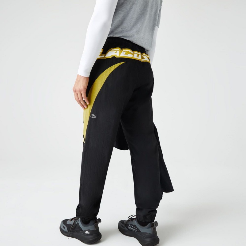 Men's Lacoste Heritage Regular Fit Color-Block Joggers Black Yellow | UTX763890