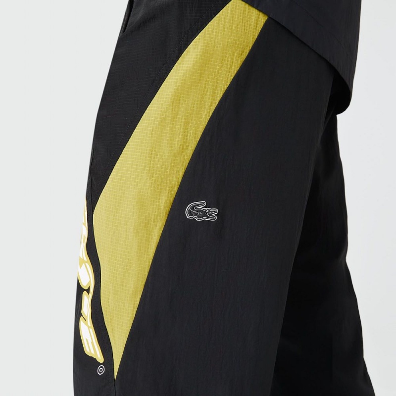 Men's Lacoste Heritage Regular Fit Color-Block Joggers Black Yellow | UTX763890