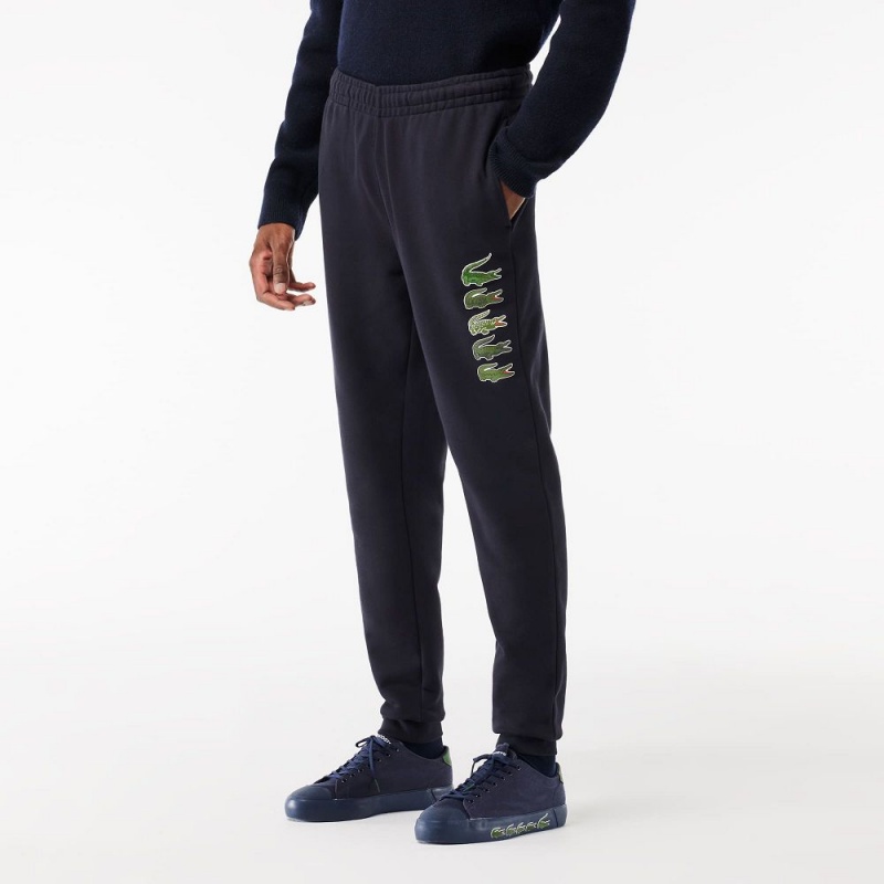 Men's Lacoste Iconic Print Joggers Abysm blue | WKP830261