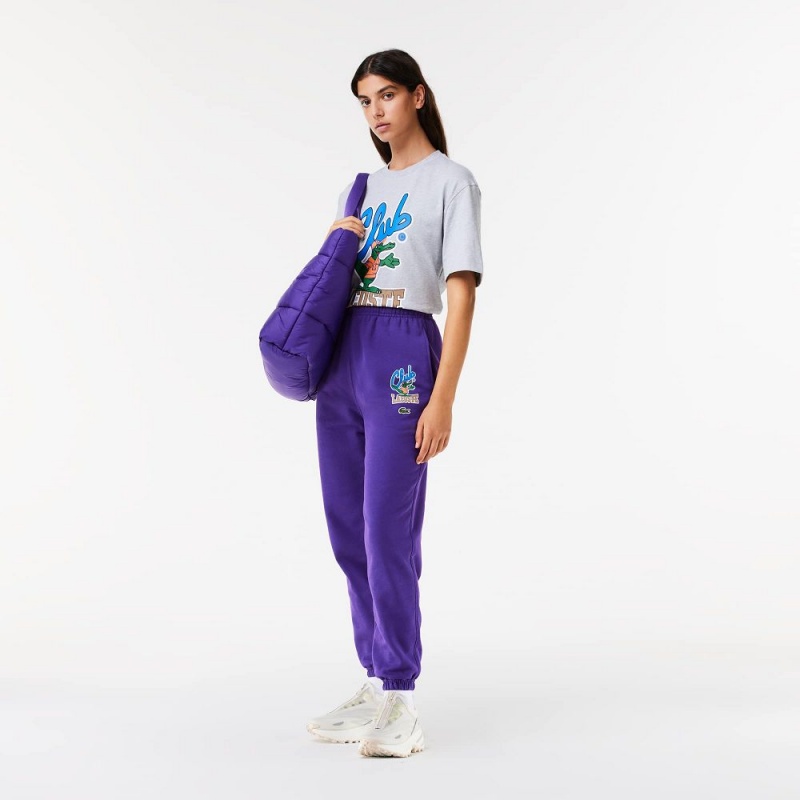 Men's Lacoste Iconic Print Sweatpants Acai Purple | TRP235167