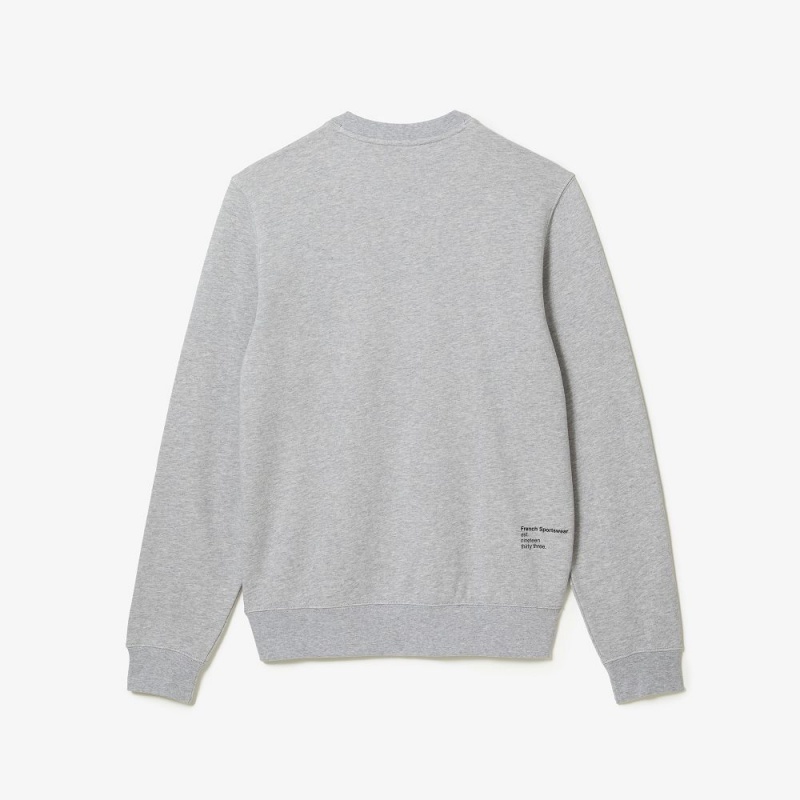 Men's Lacoste Inscription Crew Neck Sweatshirt Grey Chine | TLD210458