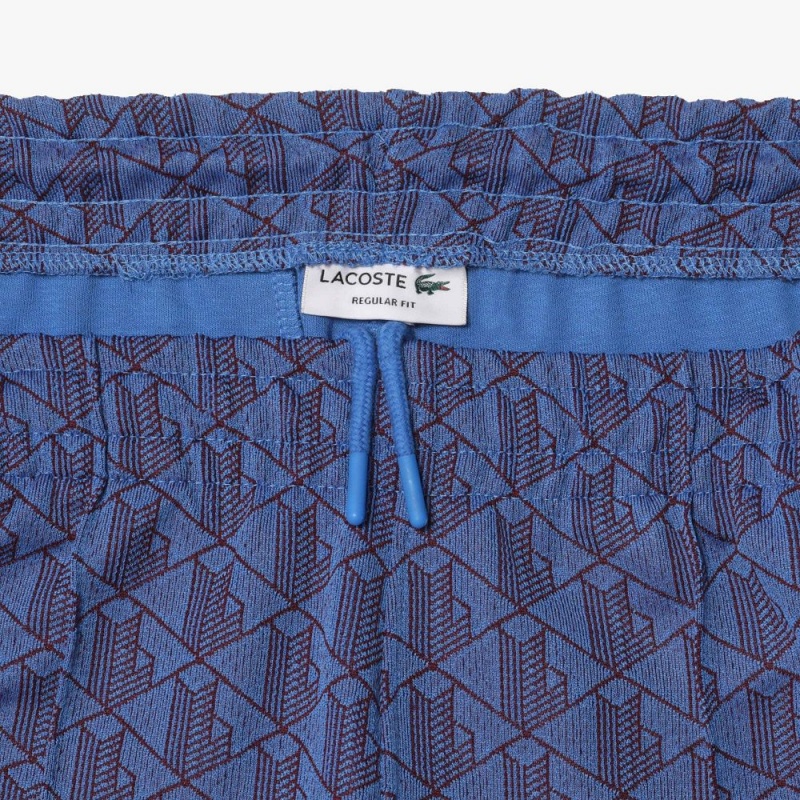 Men's Lacoste Jacquard Monogram Paris Sweatpants Blue Bordeaux | SKQ710259