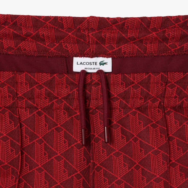 Men's Lacoste Jacquard Monogram Paris Sweatpants Bordeaux Red | ROD429136