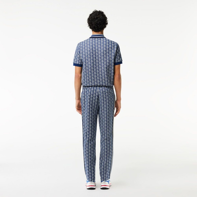 Men's Lacoste Jacquard Monogram Paris Sweatpants Navy Blue White | WUS945721