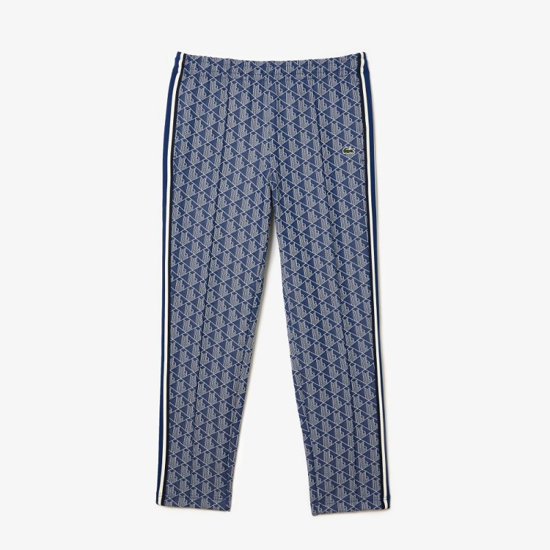 Men's Lacoste Jacquard Monogram Paris Sweatpants Navy Blue White | WUS945721