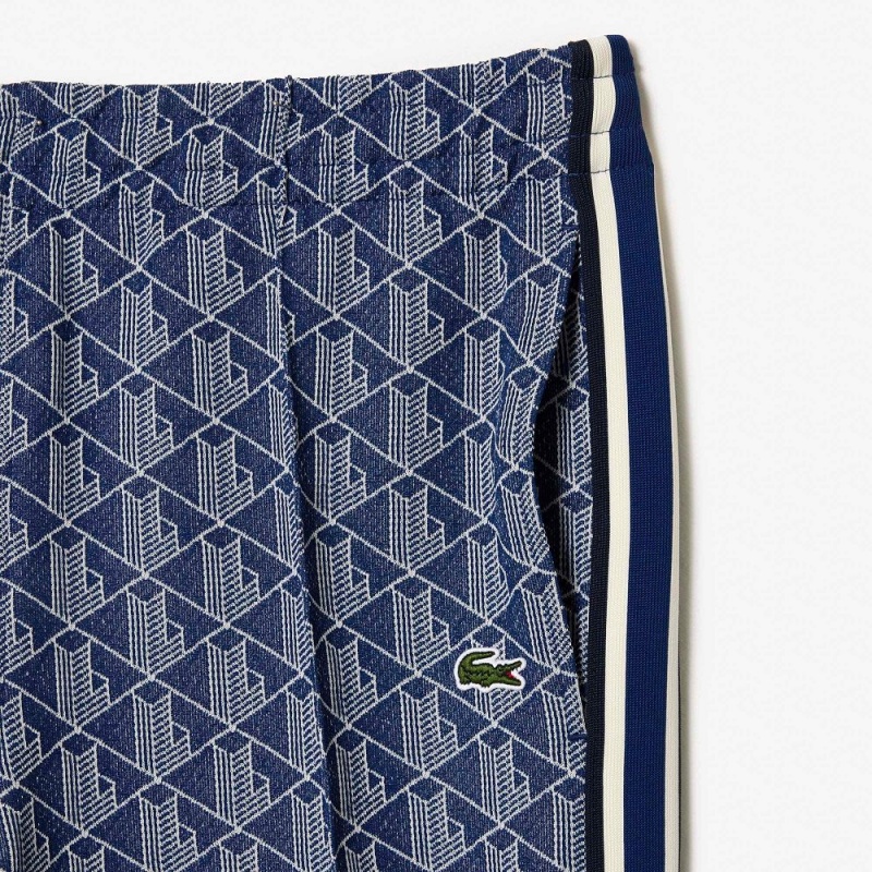 Men's Lacoste Jacquard Monogram Paris Sweatpants Navy Blue White | WUS945721