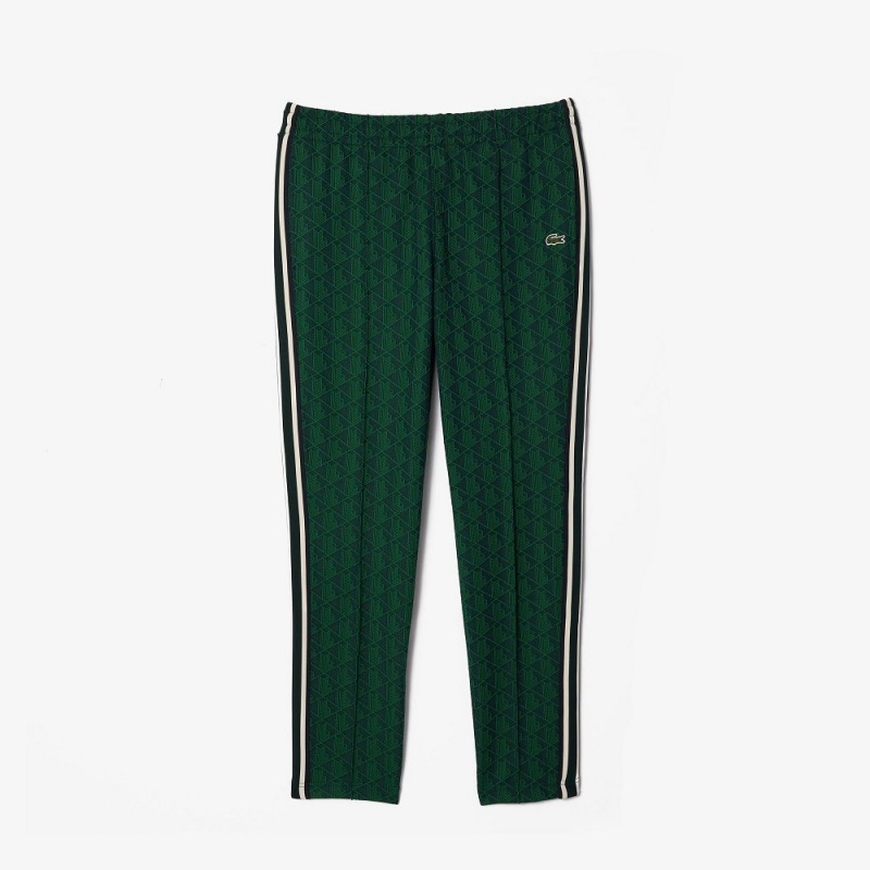 Men's Lacoste Jacquard Monogram Paris Sweatpants Navy Blue Green | VAZ469173