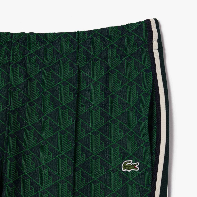 Men's Lacoste Jacquard Monogram Paris Sweatpants Navy Blue Green | VAZ469173