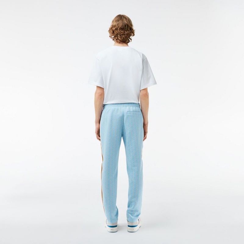 Men's Lacoste Jacquard Monogram Paris Sweatpants Light Blue White | VKM736524