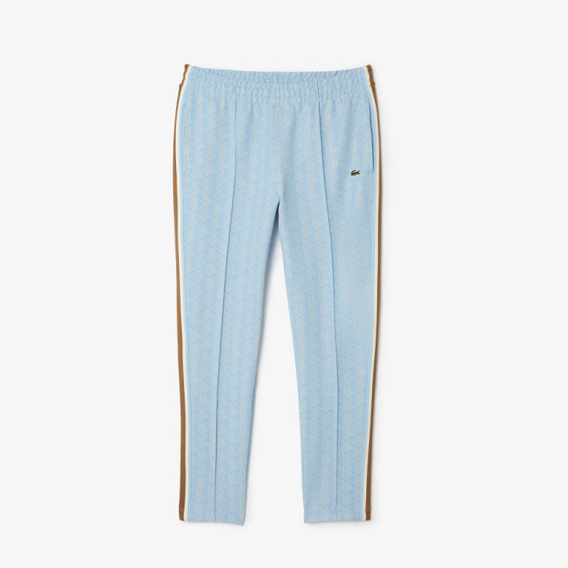 Men's Lacoste Jacquard Monogram Paris Sweatpants Light Blue White | VKM736524