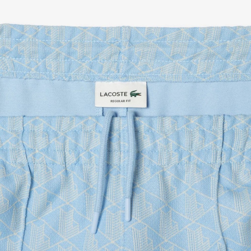 Men's Lacoste Jacquard Monogram Paris Sweatpants Light Blue White | VKM736524