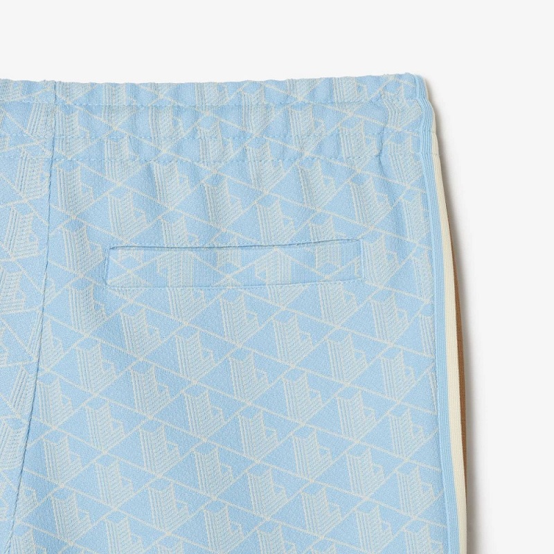 Men's Lacoste Jacquard Monogram Paris Sweatpants Light Blue White | VKM736524