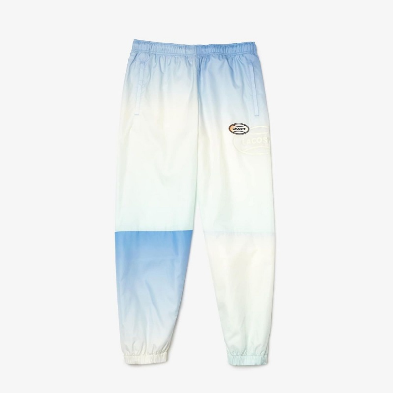 Men's Lacoste LIVE Gradated Print Joggers Blue White Turquoise | NJE342186