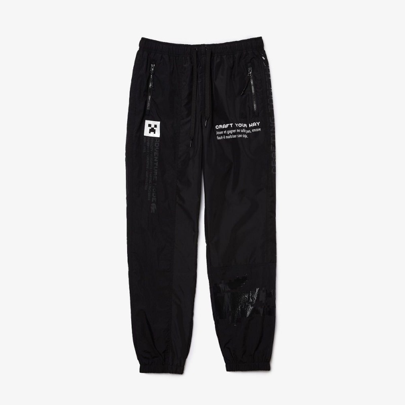 Men's Lacoste LIVE x Minecraft Nylon Joggers Black | AHB917685