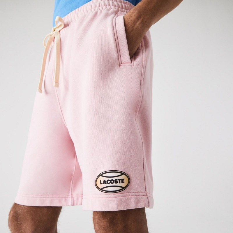 Men's Lacoste Lacoste LIVE Flecked Cotton Fleece Shorts Pink | VCP586147