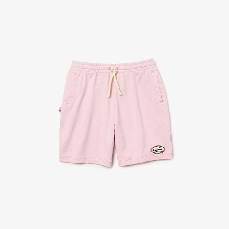 Men's Lacoste Lacoste LIVE Flecked Cotton Fleece Shorts Pink | VCP586147