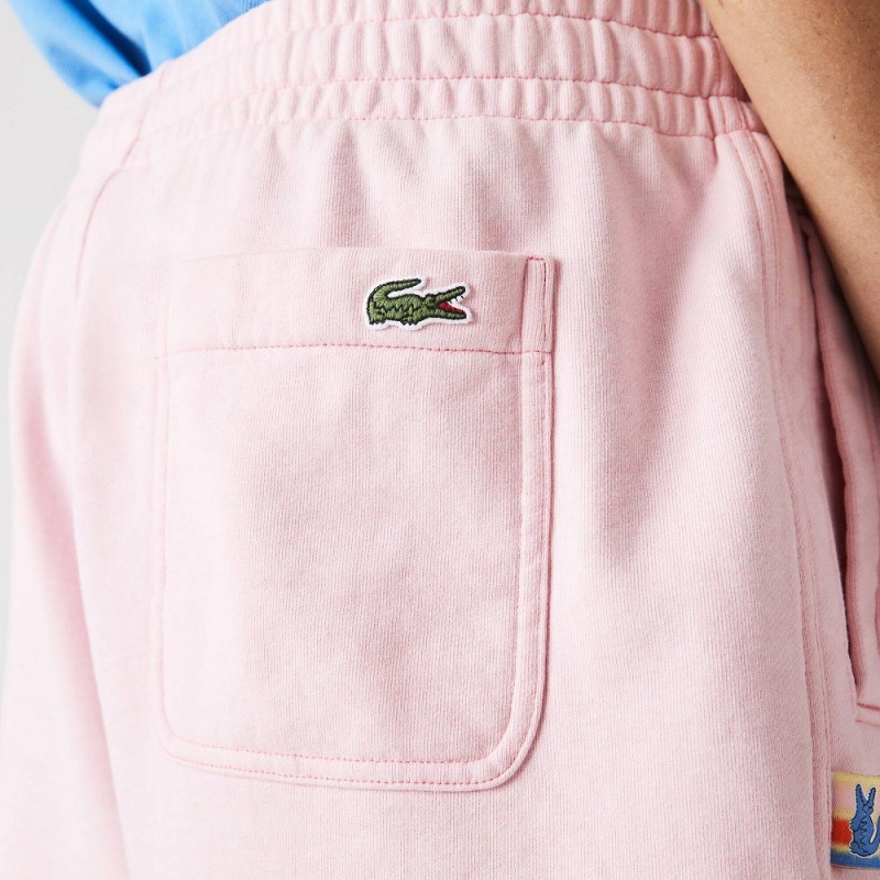 Men's Lacoste Lacoste LIVE Flecked Cotton Fleece Shorts Pink | VCP586147