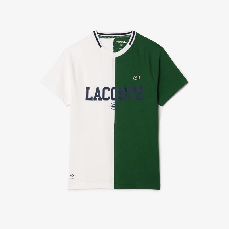 Men's Lacoste Lacoste Sport x Daniil Medvedev Ultra-Dry Tennis T-Shirt White Green | EFN867495