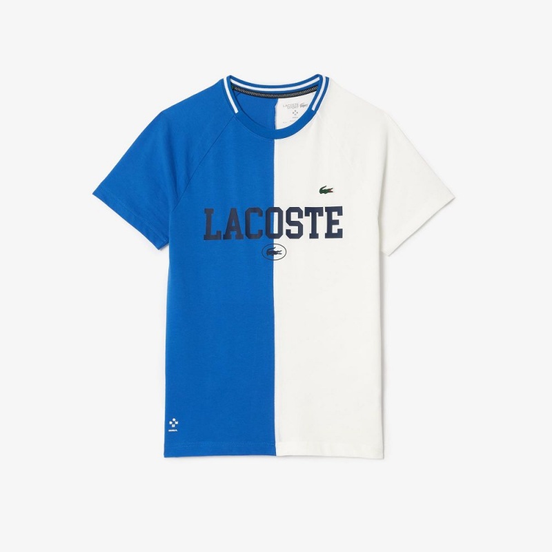 Men's Lacoste Lacoste Sport x Daniil Medvedev Ultra-Dry Tennis T-Shirt Blue White | PXY712503