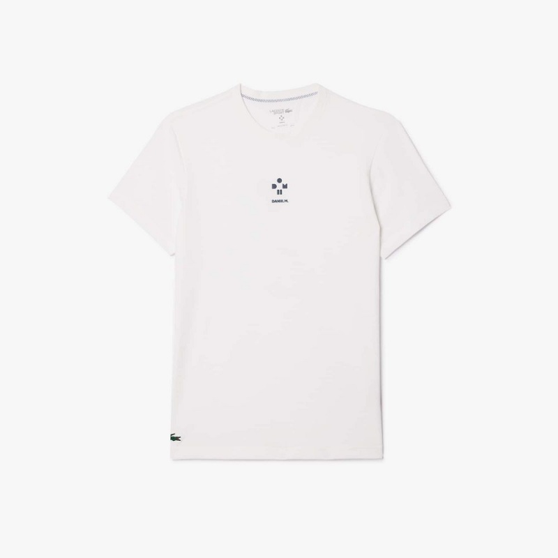 Men's Lacoste Lacoste Sport x Daniil Medvedev Ultra-Dry Tennis T-Shirt White | JLZ025196