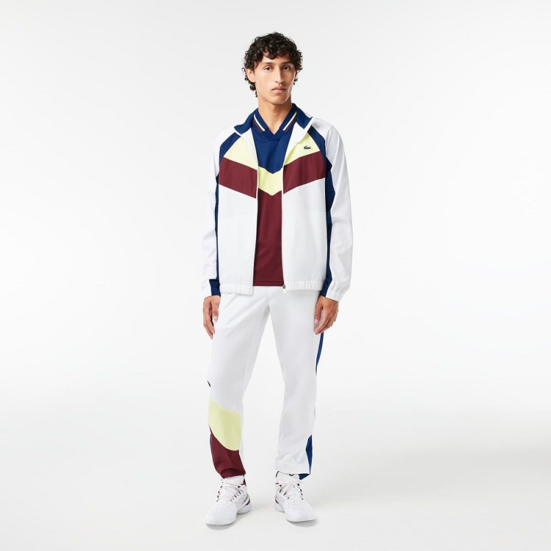 Men's Lacoste Lacoste Tennis x Daniil Medvedev Slim Fit Seamless Polo Shirts Navy Blue Flashy Yellow Bordeaux | KJF619703