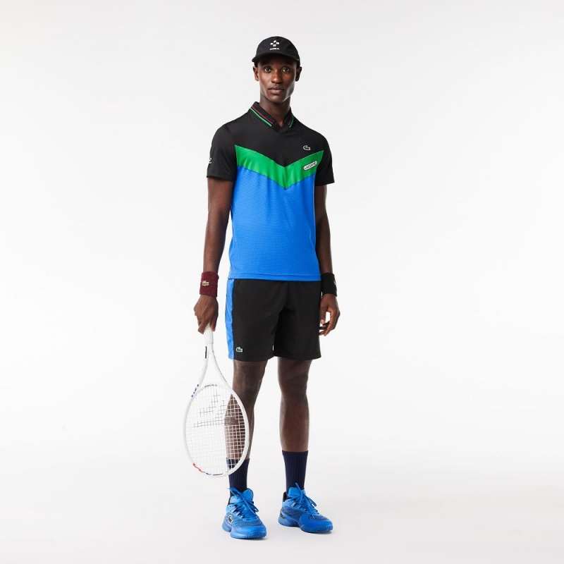 Men's Lacoste Lacoste Tennis x Daniil Medvedev Slim Fit Seamless Polo Shirts Black Bordeaux Green Blue | DTX321087