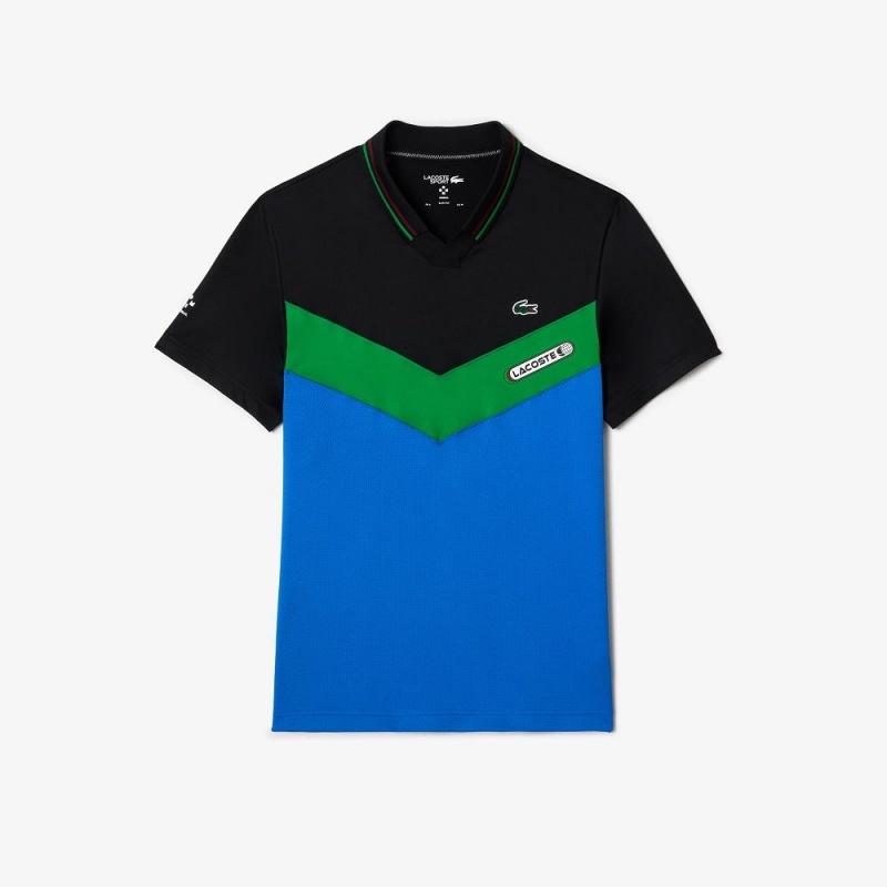 Men's Lacoste Lacoste Tennis x Daniil Medvedev Slim Fit Seamless Polo Shirts Black Bordeaux Green Blue | DTX321087