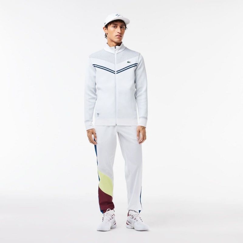 Men's Lacoste Lacoste Tennis x Daniil Medvedev Post-Match Jackets White Navy Blue | TPG052147