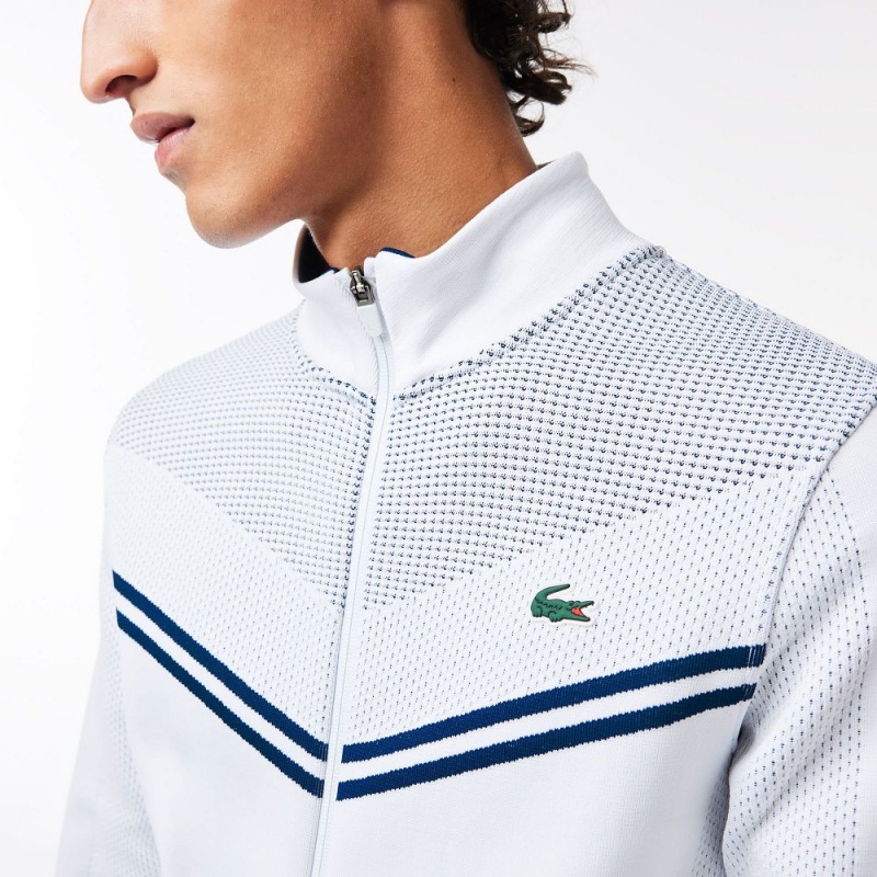 Men's Lacoste Lacoste Tennis x Daniil Medvedev Post-Match Jackets White Navy Blue | TPG052147