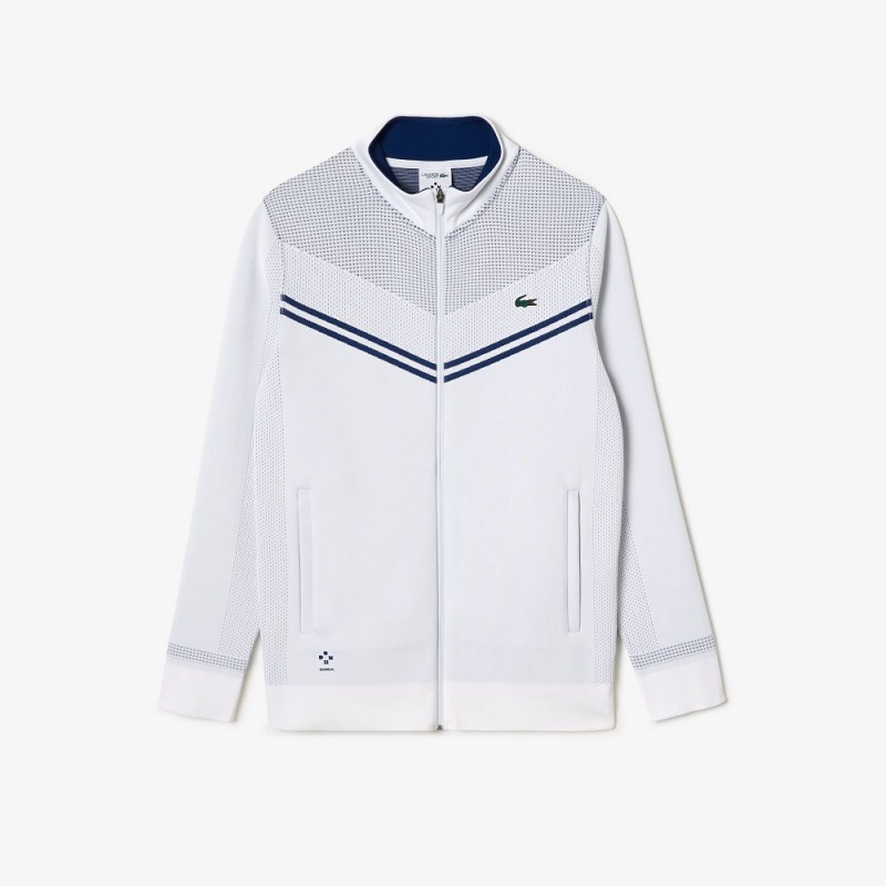 Men's Lacoste Lacoste Tennis x Daniil Medvedev Post-Match Jackets White Navy Blue | TPG052147