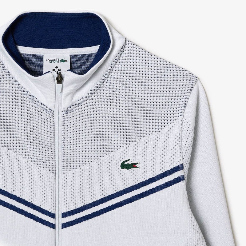 Men's Lacoste Lacoste Tennis x Daniil Medvedev Post-Match Jackets White Navy Blue | TPG052147