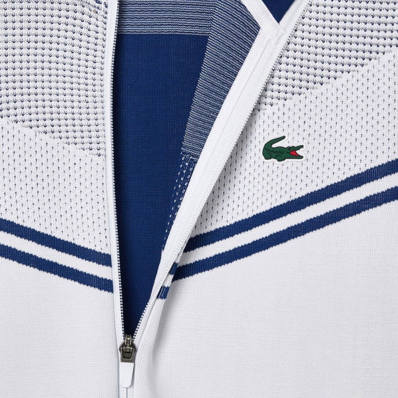 Men's Lacoste Lacoste Tennis x Daniil Medvedev Post-Match Jackets White Navy Blue | TPG052147