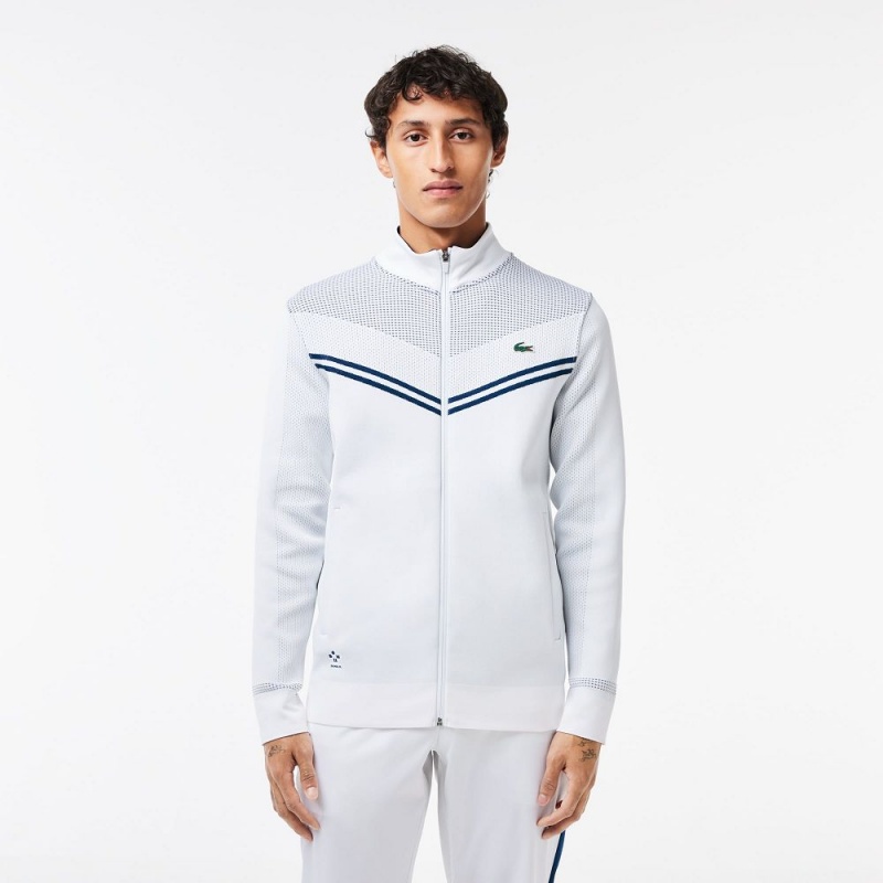 Men\'s Lacoste Lacoste Tennis x Daniil Medvedev Post-Match Jackets White Navy Blue | TPG052147