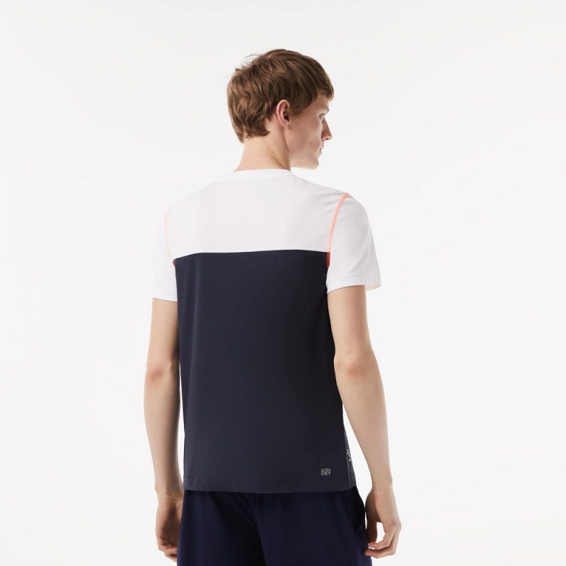 Men's Lacoste Lacoste Tennis x Daniil Medvedev Jersey T-Shirt White Blue Orange | MHQ638140