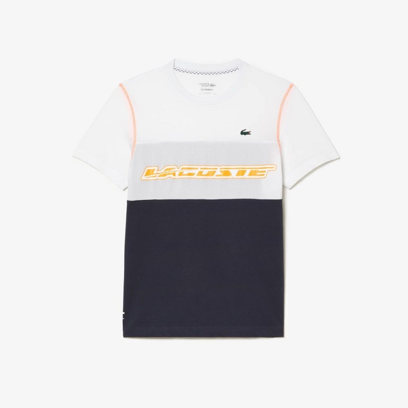 Men's Lacoste Lacoste Tennis x Daniil Medvedev Jersey T-Shirt White Blue Orange | MHQ638140