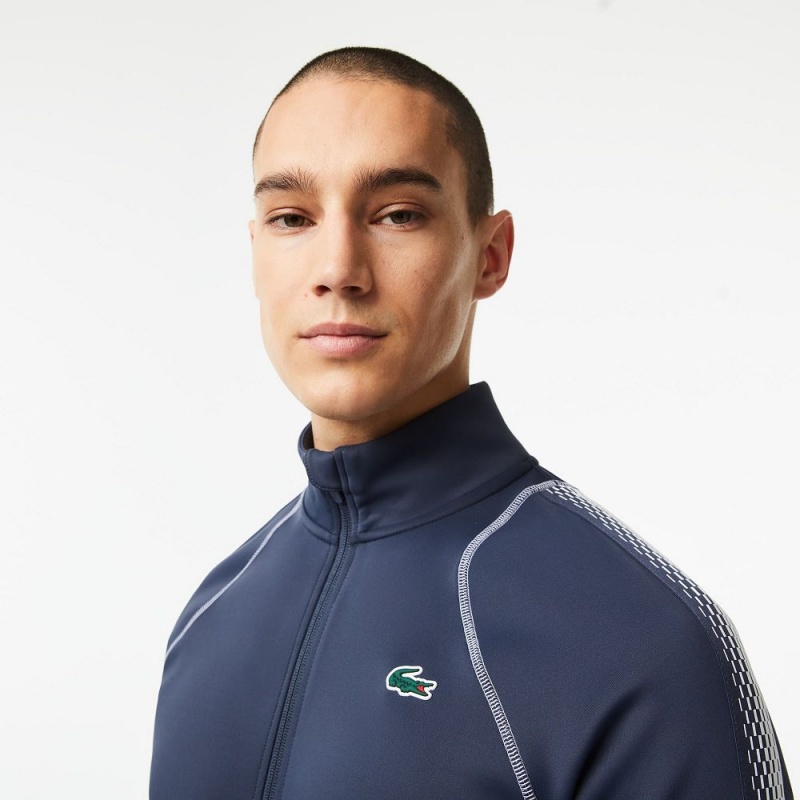 Men's Lacoste Lacoste Tennis x Daniil Medvedev Zip-Up Sweatshirt Blue White | DJI189465