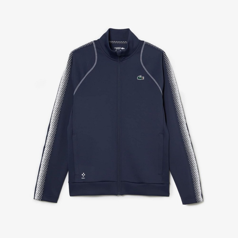 Men's Lacoste Lacoste Tennis x Daniil Medvedev Zip-Up Sweatshirt Blue White | DJI189465