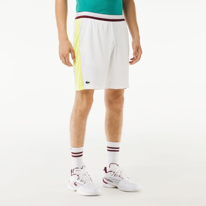 Men's Lacoste Lacoste Tennis x Daniil Medvedev Regular Fit Shorts White Flashy Yellow Bordeaux | GPN409573