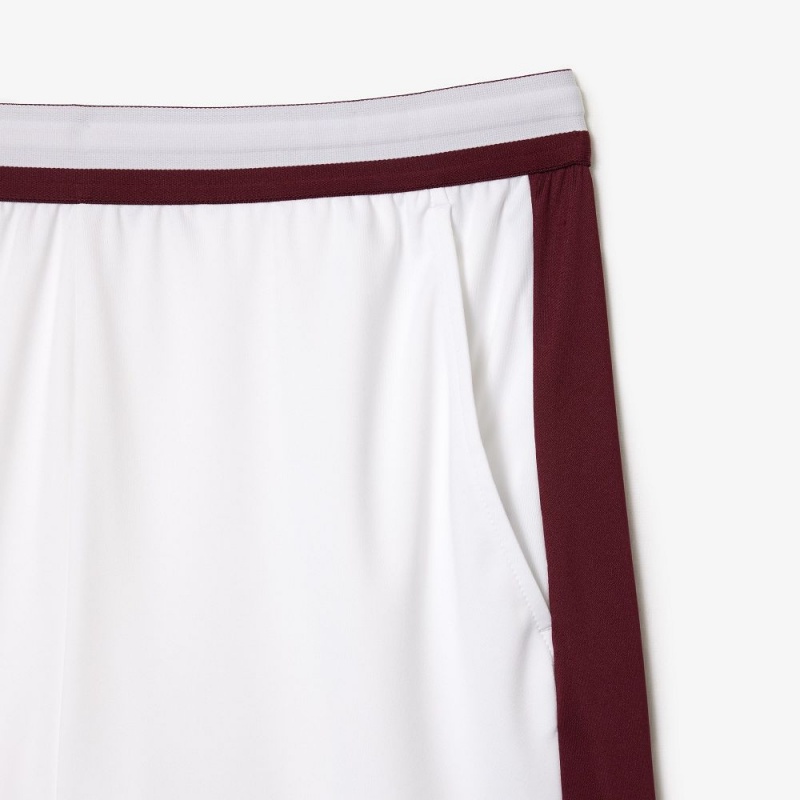 Men's Lacoste Lacoste Tennis x Daniil Medvedev Regular Fit Shorts White Flashy Yellow Bordeaux | GPN409573