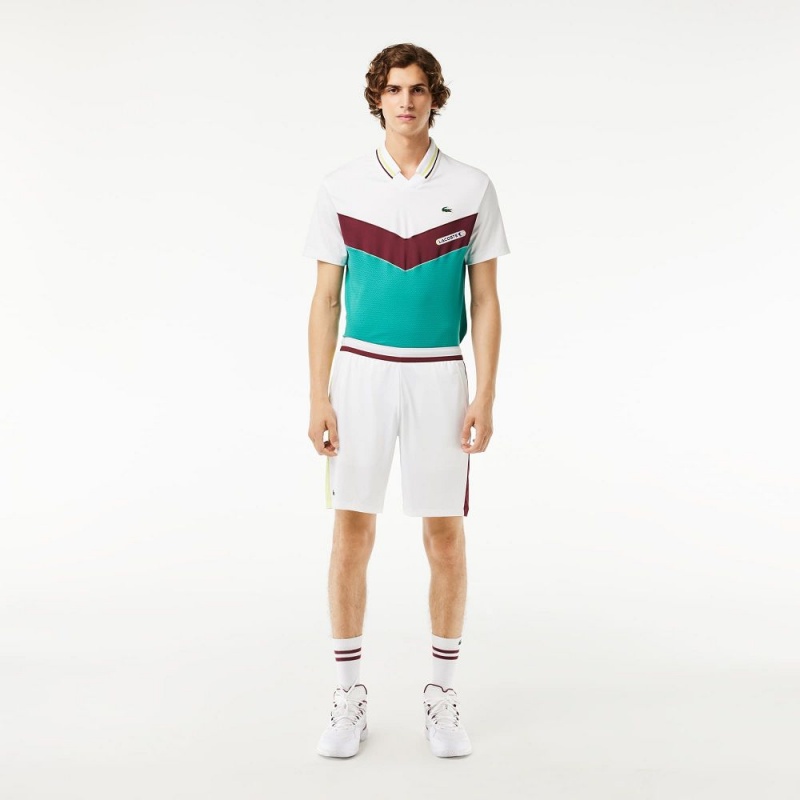 Men\'s Lacoste Lacoste Tennis x Daniil Medvedev Regular Fit Shorts White Flashy Yellow Bordeaux | GPN409573