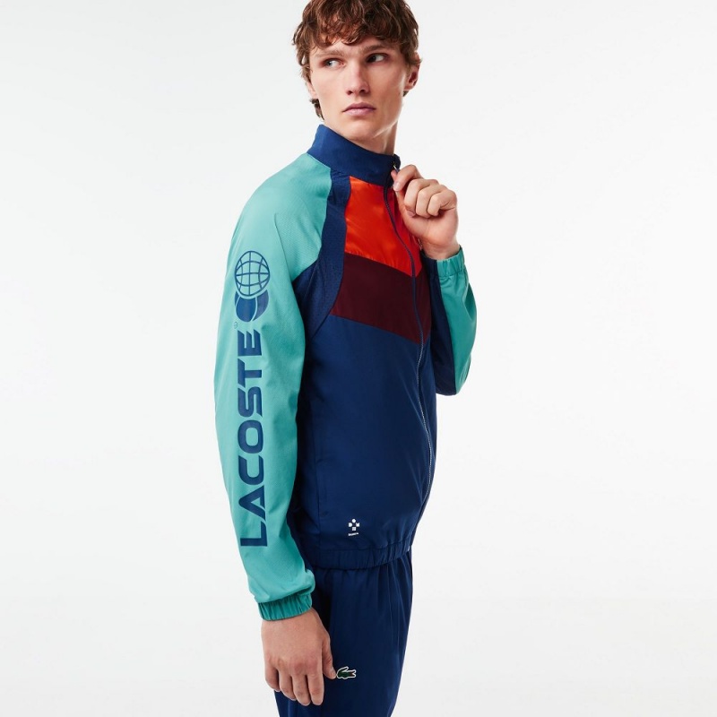 Men's Lacoste Lacoste Tennis x Daniil Medvedev Tracksuits Navy Blue Orange Bordeaux Blue Navy Blue | NIH970182