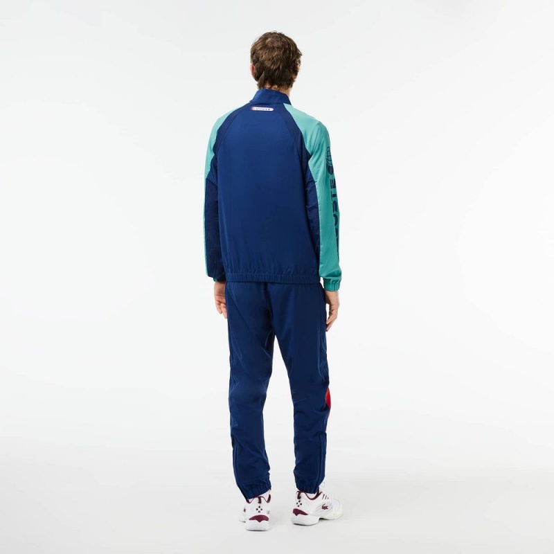 Men's Lacoste Lacoste Tennis x Daniil Medvedev Tracksuits Navy Blue Orange Bordeaux Blue Navy Blue | NIH970182